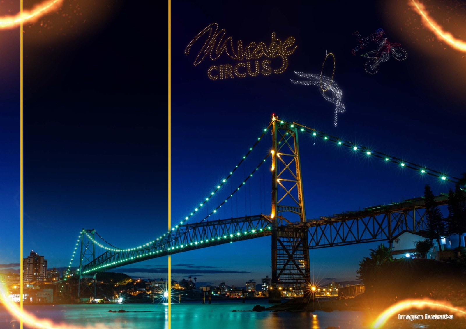 Mirage Circus apresenta show inédito de drones e Globo da Morte na Ponte Hercílio Luz, em Florianópolis